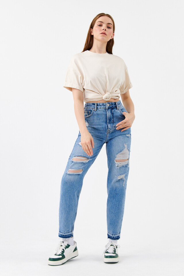 Футболка хлопковая oversize базовая - цвет бежевый - 4