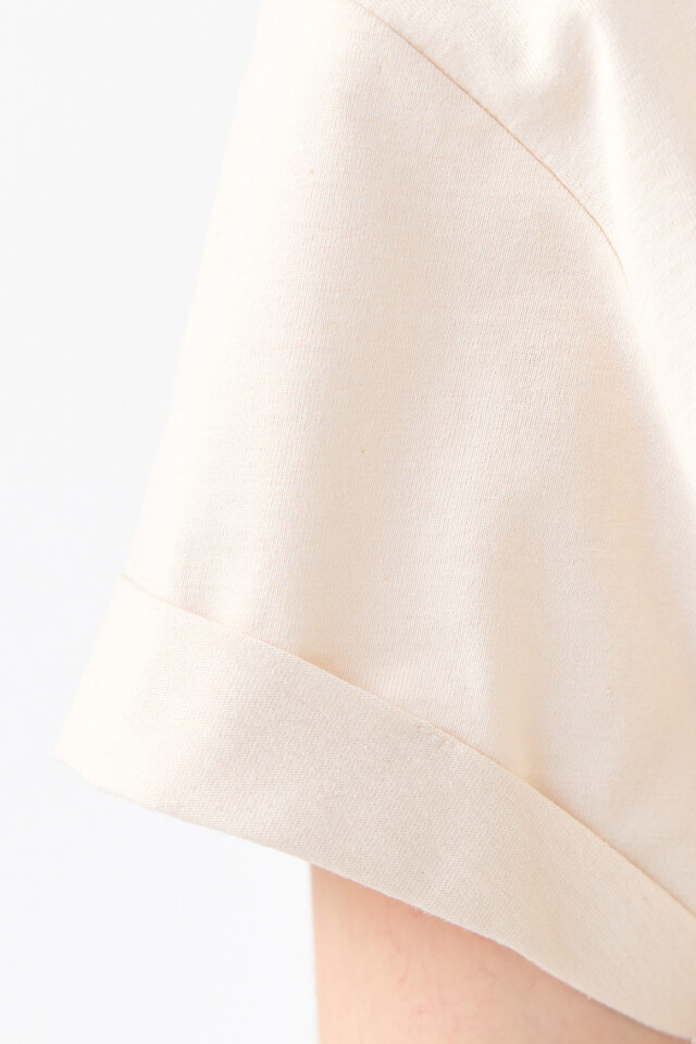 Футболка хлопковая oversize базовая - цвет бежевый - 5