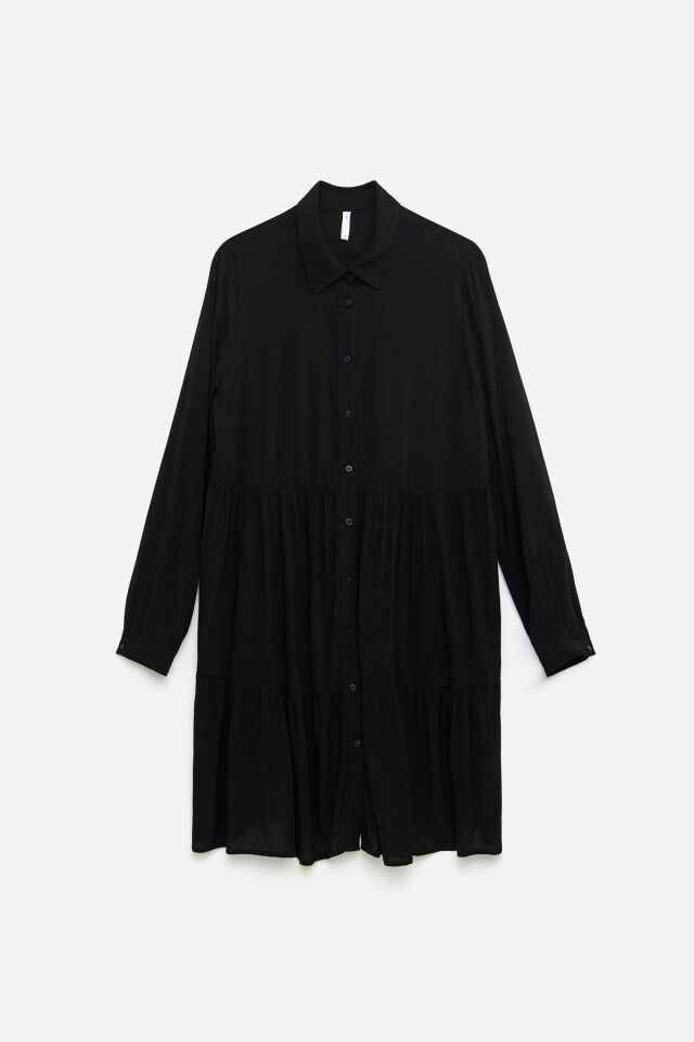 Платье-рубашка вискозное oversize - цвет черный - 9