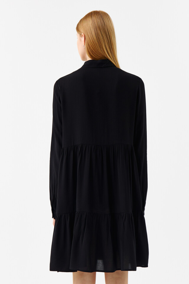 Платье-рубашка вискозное oversize - цвет черный - 3