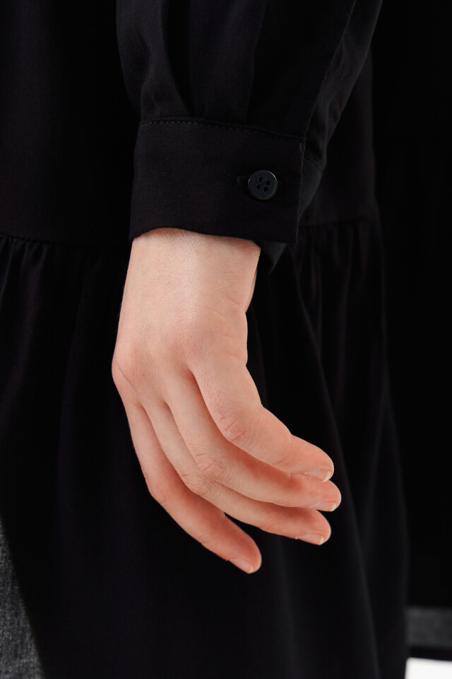 Платье-рубашка вискозное oversize - цвет черный - 6