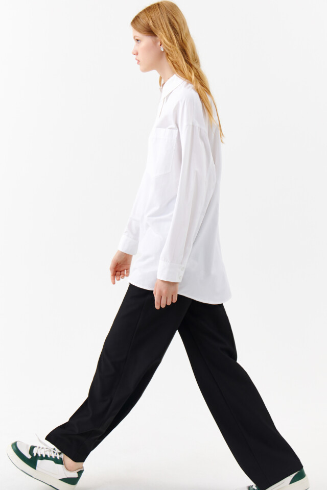 Рубашка oversize удлиненная - цвет белый - 7