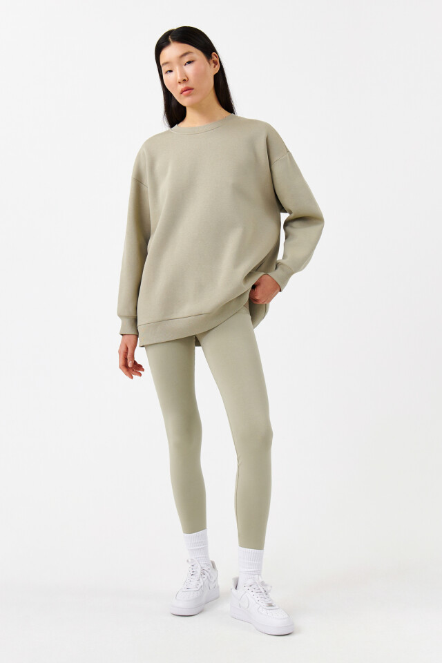 Cвитшот хлопковый базовый oversize - цвет зеленый - 4
