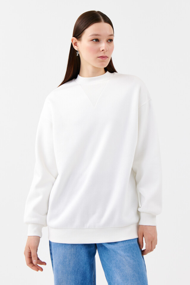 Свитшот oversize хлопковый - цвет белый - 1
