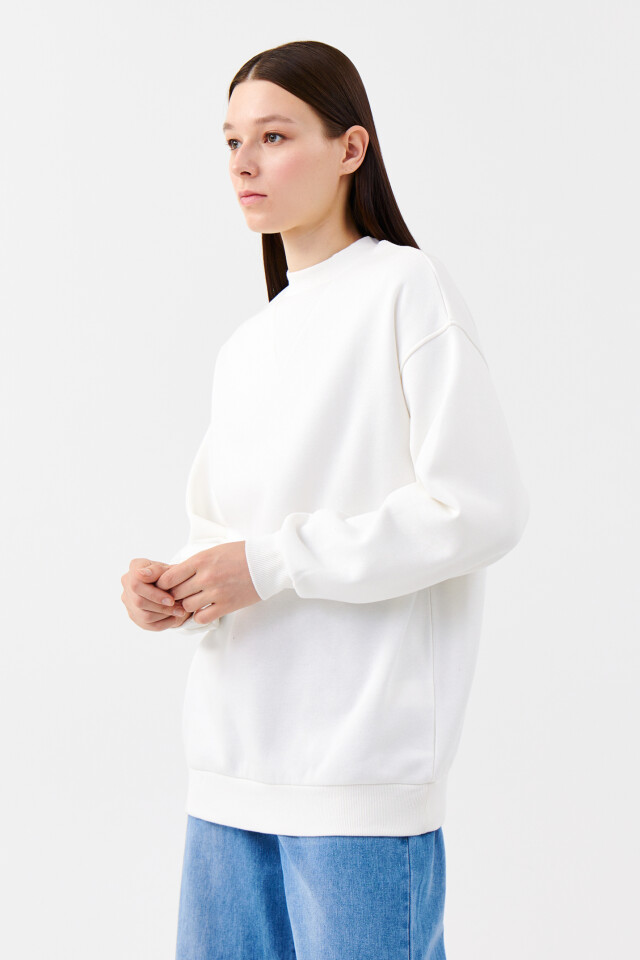Свитшот oversize хлопковый - цвет белый - 2