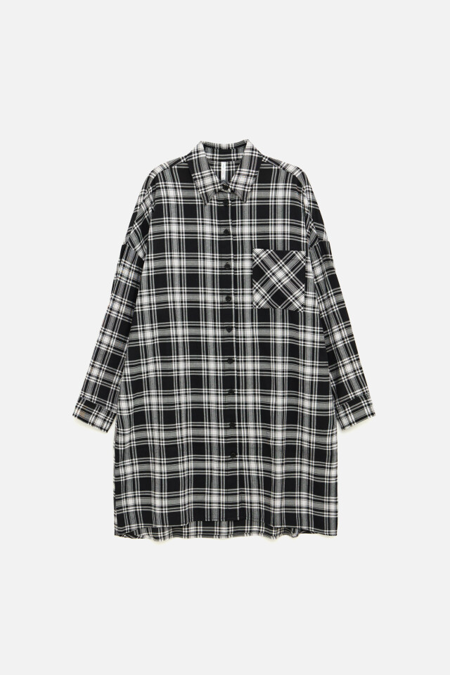 Платье-рубашка oversize с нагрудным карманом - цвет мультиколор - 7