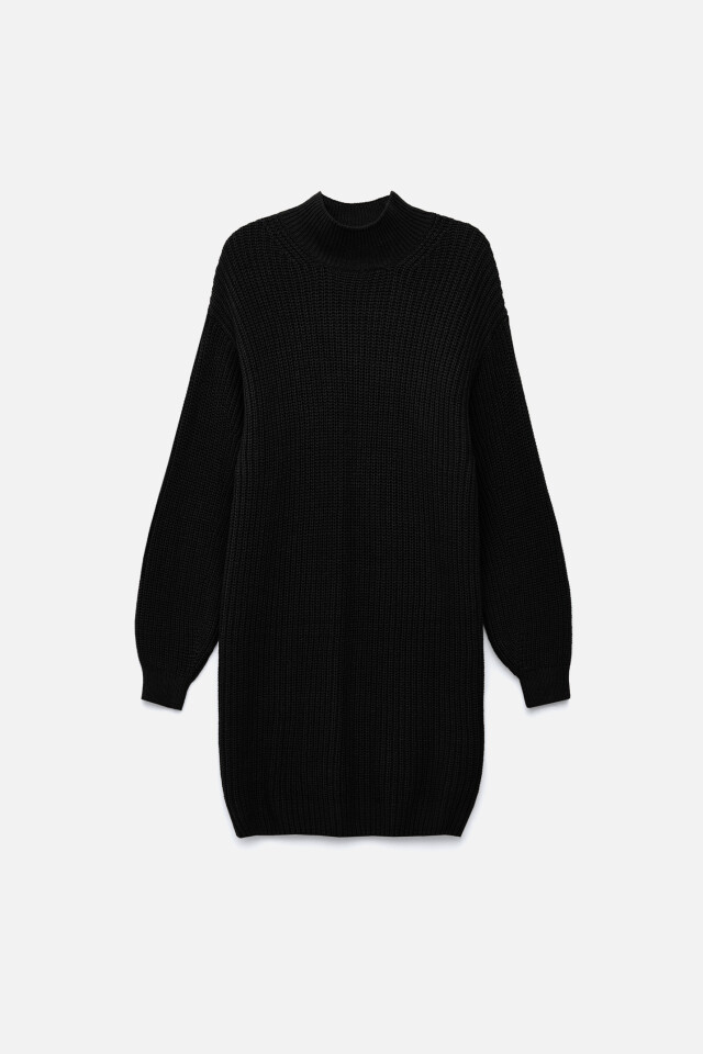 Платье-свитер вязаное oversize - цвет черный - 7