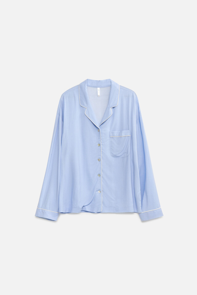 Рубашка пижамная вискозная oversize - цвет голубой - 7