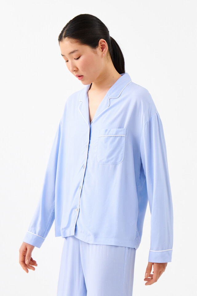 Рубашка пижамная вискозная oversize - цвет голубой - 2