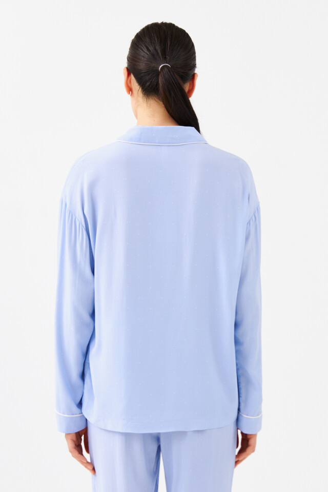 Рубашка пижамная вискозная oversize - цвет голубой - 3