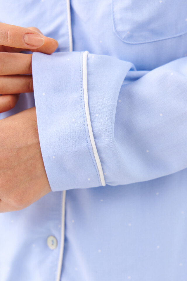 Рубашка пижамная вискозная oversize - цвет голубой - 6