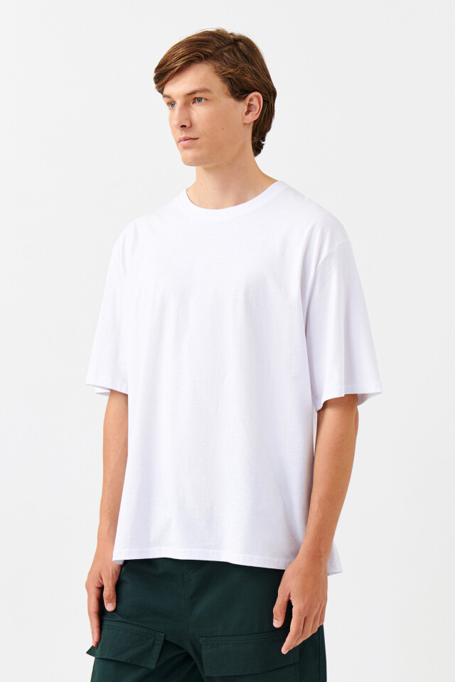 Футболка хлопковая базовая oversize - цвет белый - 2