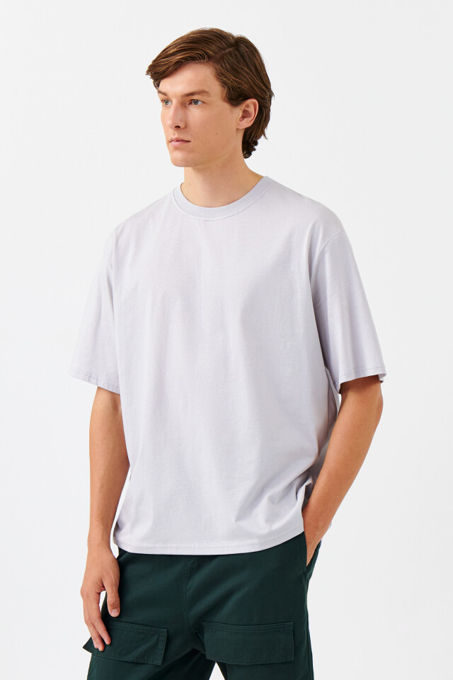 Футболка хлопковая базовая oversize - цвет серый - 2