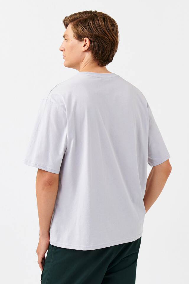 Футболка хлопковая базовая oversize - цвет серый - 3
