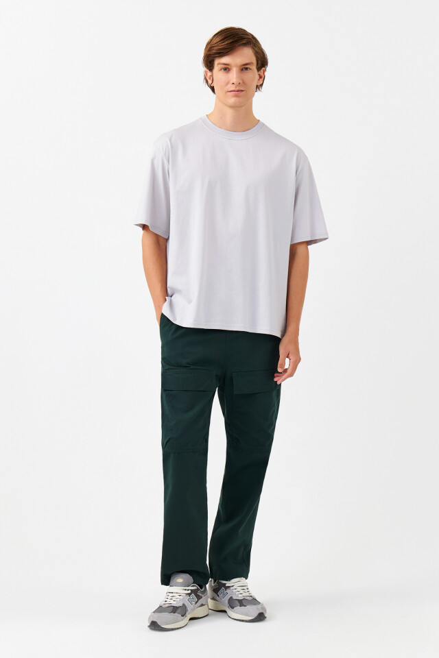 Футболка хлопковая базовая oversize - цвет серый - 4