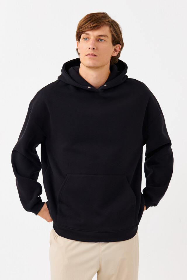Толстовка oversize утепленная флисовая - цвет черный - 1