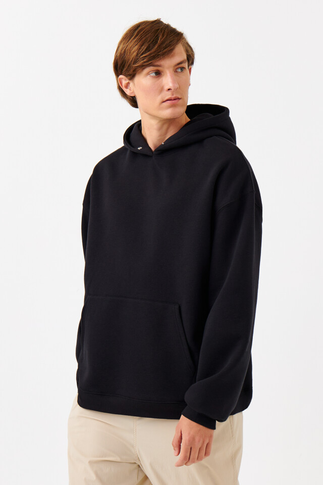 Толстовка oversize утепленная флисовая - цвет черный - 2