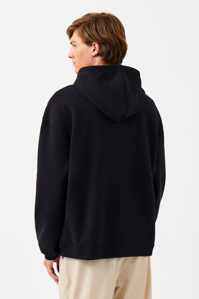 Толстовка oversize утепленная флисовая - цвет черный - 3