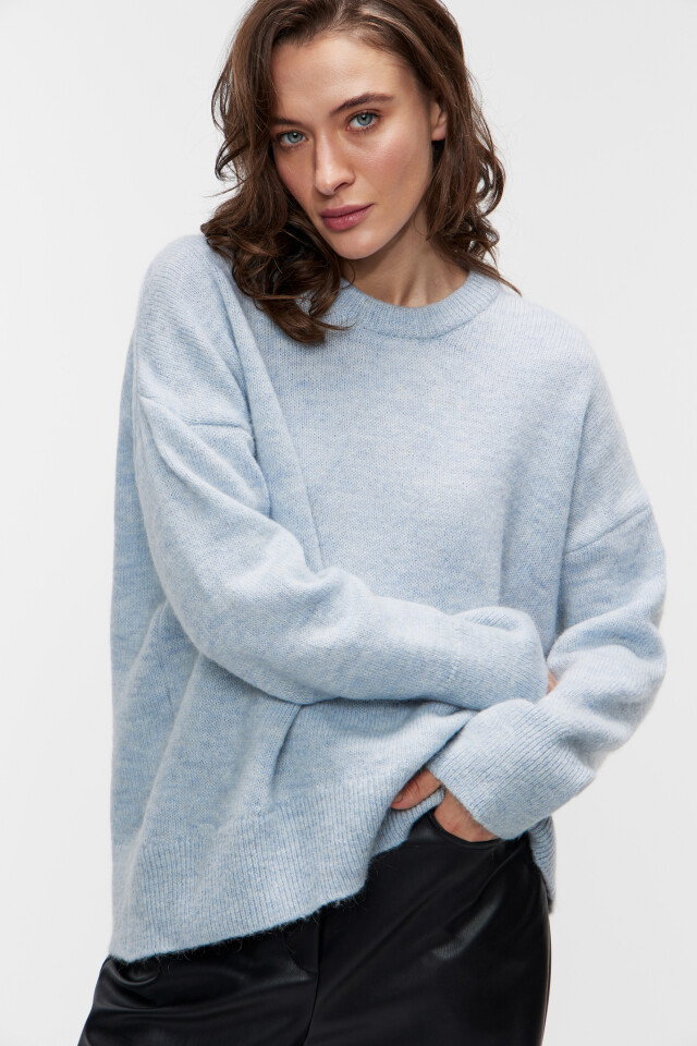 Свитер oversize с шерстью и мохером - цвет голубой - 7