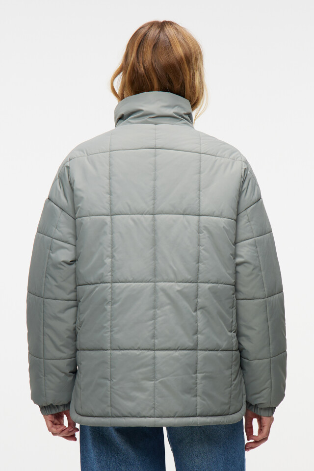 Куртка oversize стеганая с воротником-стойкой - цвет зеленый - 3