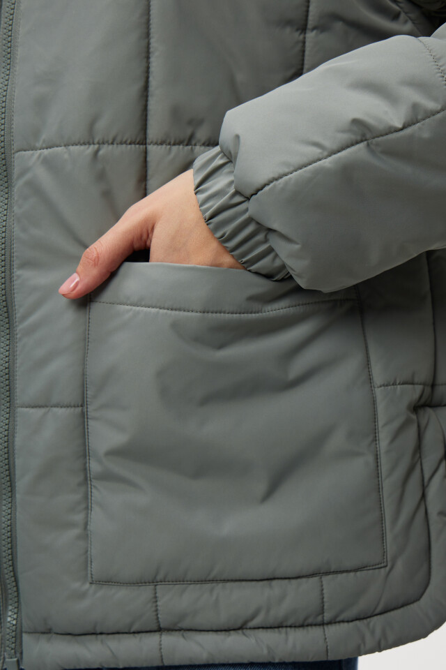 Куртка oversize стеганая с воротником-стойкой - цвет зеленый - 7