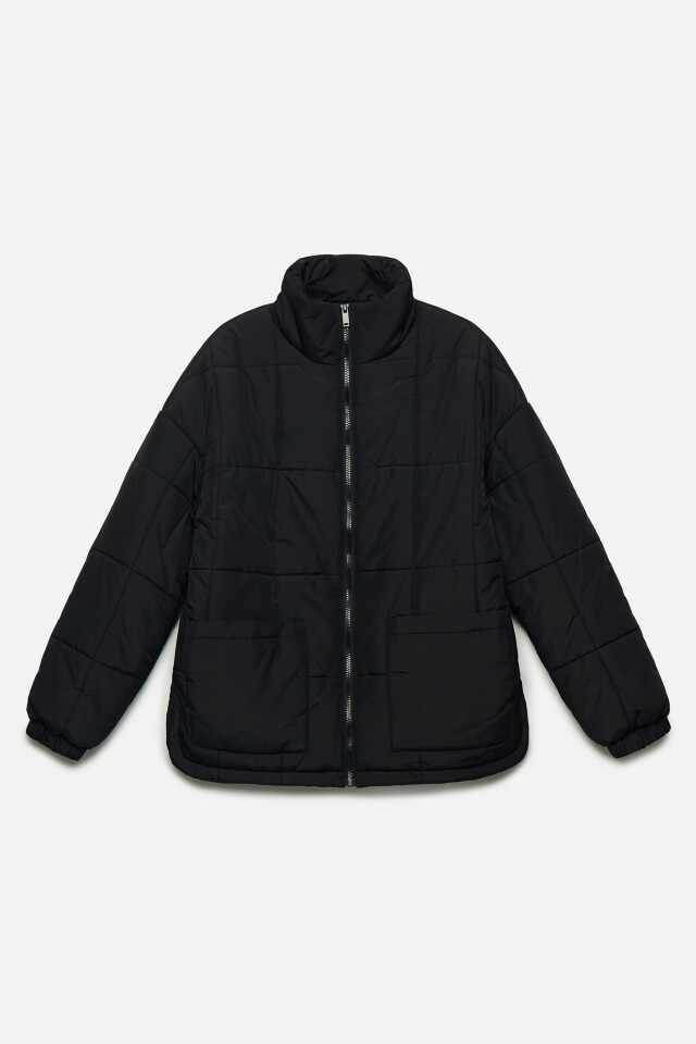 Куртка oversize стеганая с воротником-стойкой - цвет черный - 8