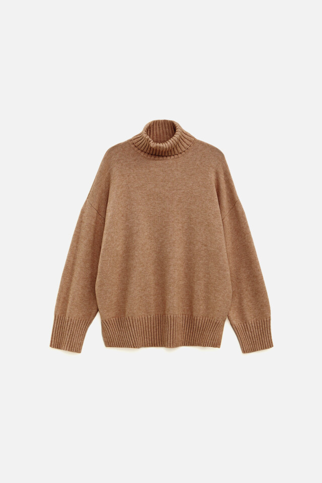 Свитер SWEATER свободный с боковыми разрезами - цвет бежевый - 8