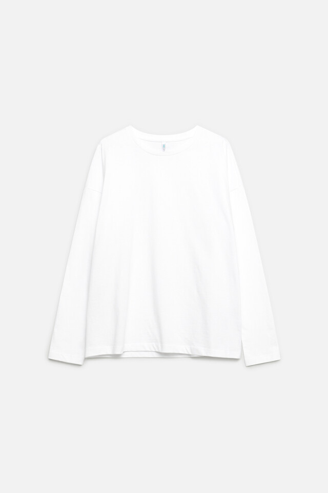 Лонгслив хлопковый однотонный oversize - цвет белый - 7