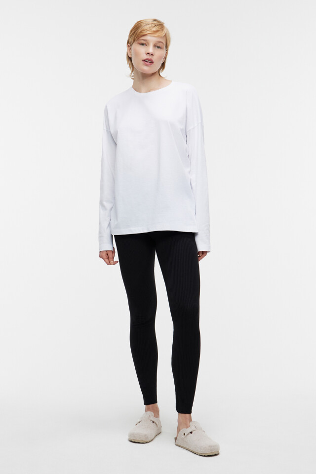 Лонгслив хлопковый однотонный oversize - цвет белый - 4