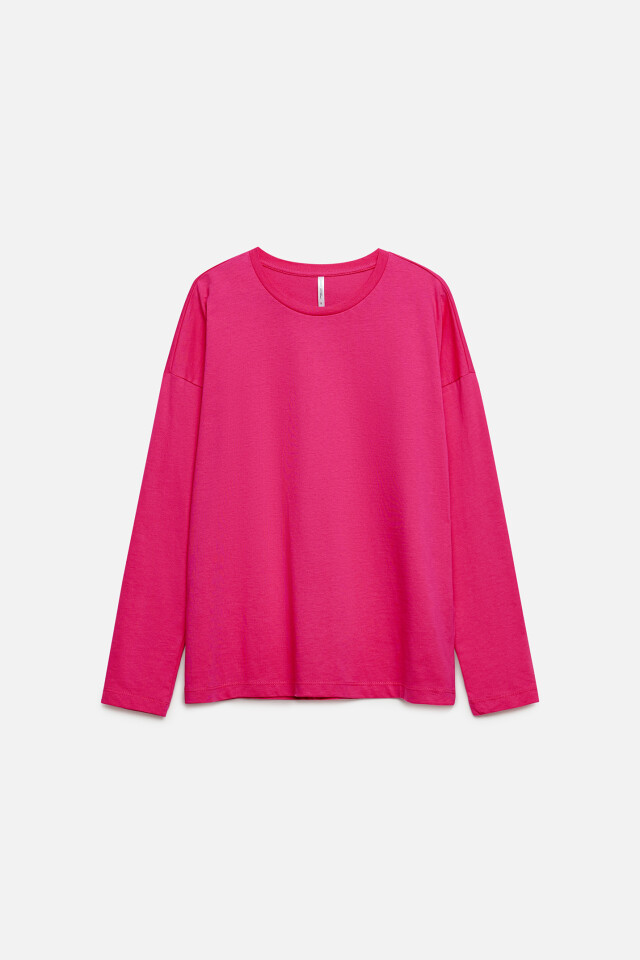Лонгслив хлопковый однотонный oversize - цвет розовый - 7
