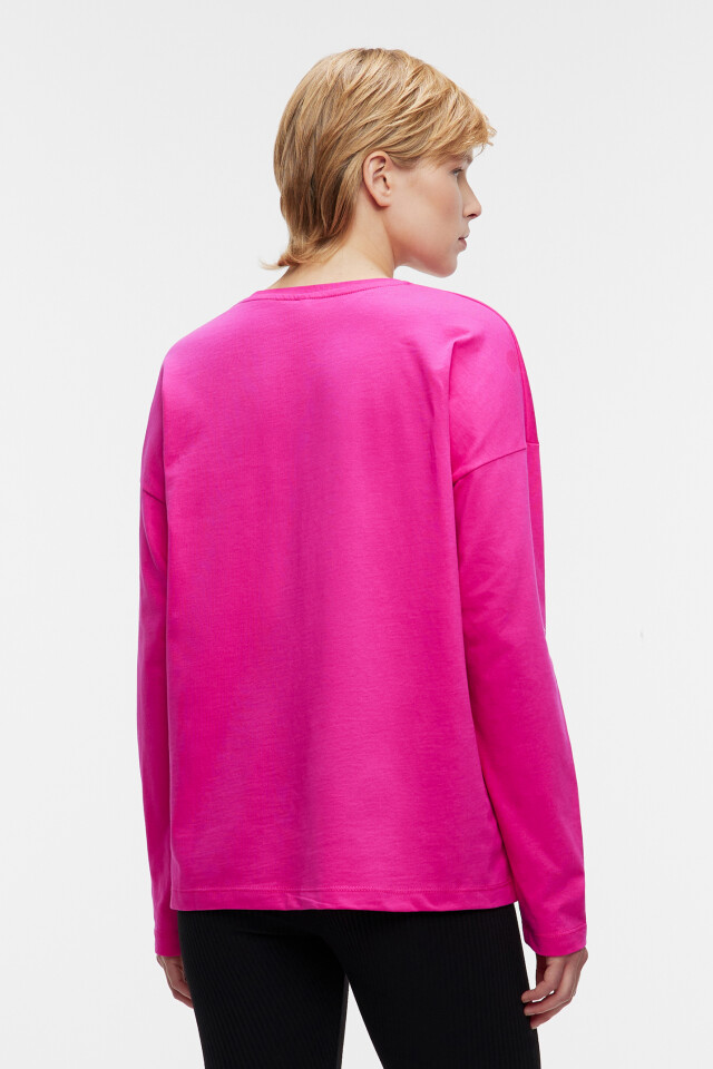 Лонгслив хлопковый однотонный oversize - цвет розовый - 3