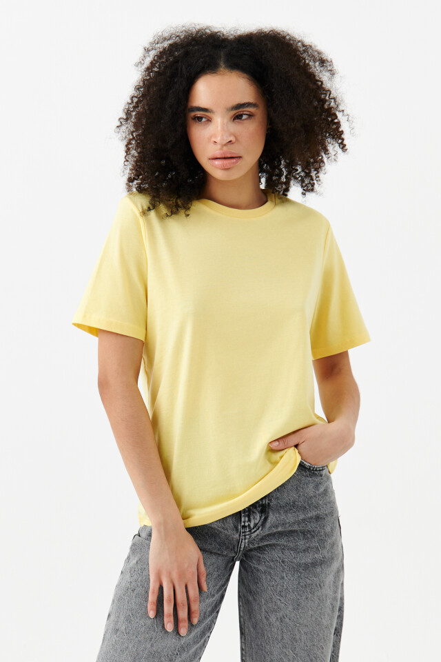 Футболка базовая хлопковая oversize - цвет желтый - 1