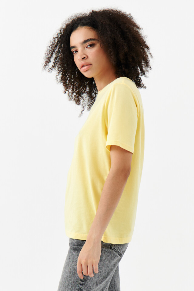 Футболка базовая хлопковая oversize - цвет желтый - 2