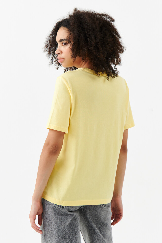 Футболка базовая хлопковая oversize - цвет желтый - 3