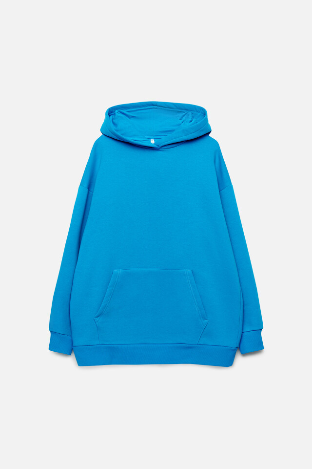 Толстовка oversize с капюшоном и карманом - цвет голубой - 8