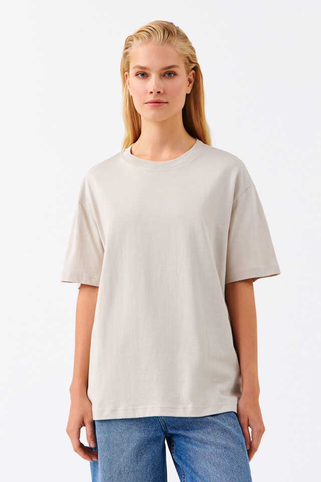 Футболка хлопковая oversize - цвет серый - 1