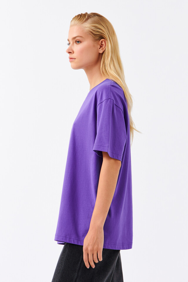 Футболка хлопковая oversize - цвет фиолетовый - 2