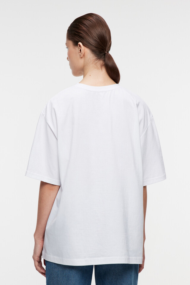 Футболка oversize хлопковая с принтом - цвет белый - 3