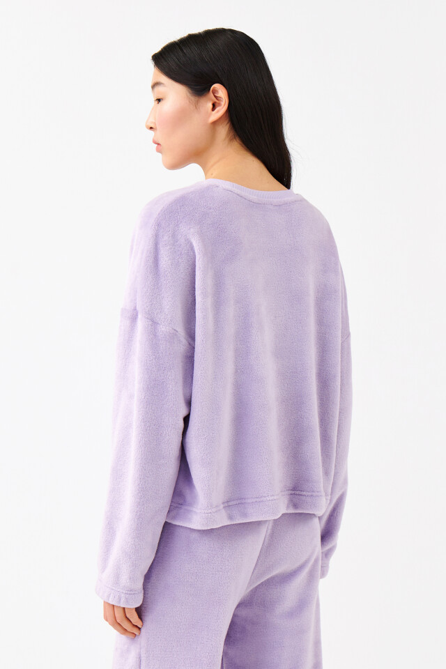 Свитшот домашний плюшевый oversize - цвет сиреневый - 3