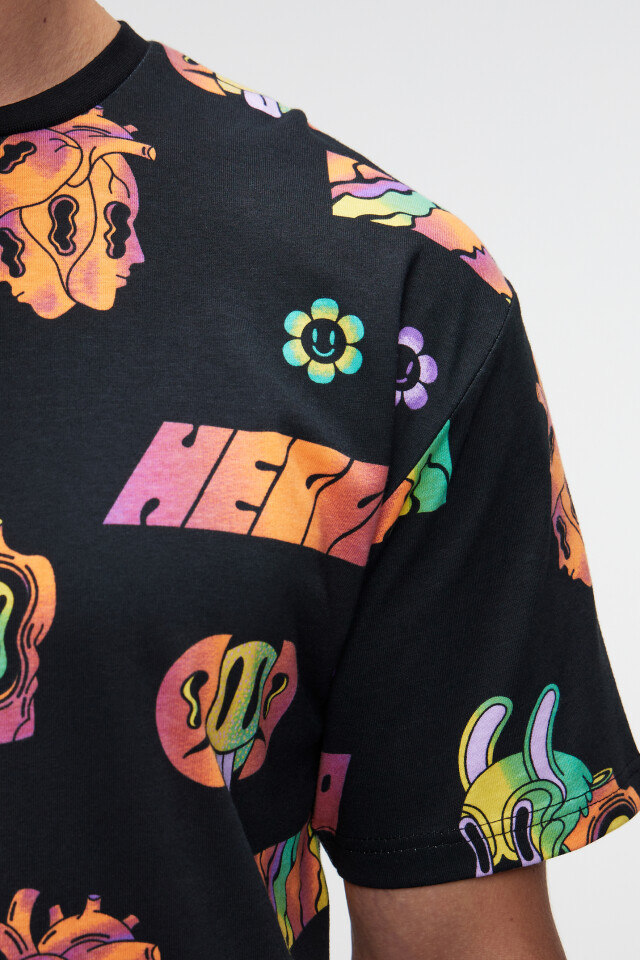 Футболка хлопковая oversize с принтом - цвет черный - 6