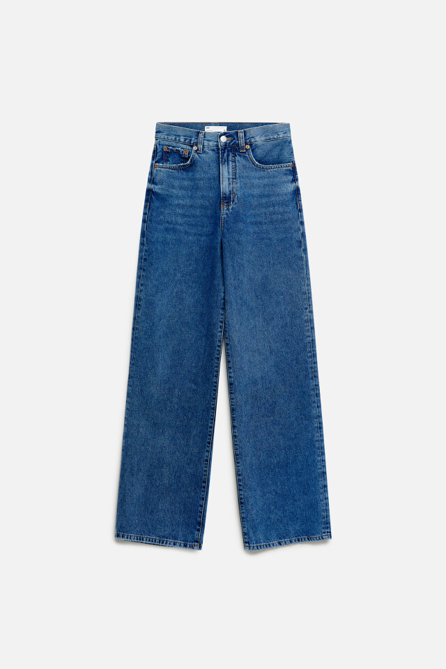 Джинсы wide leg с потертостями на карманах - цвет голубой - 7