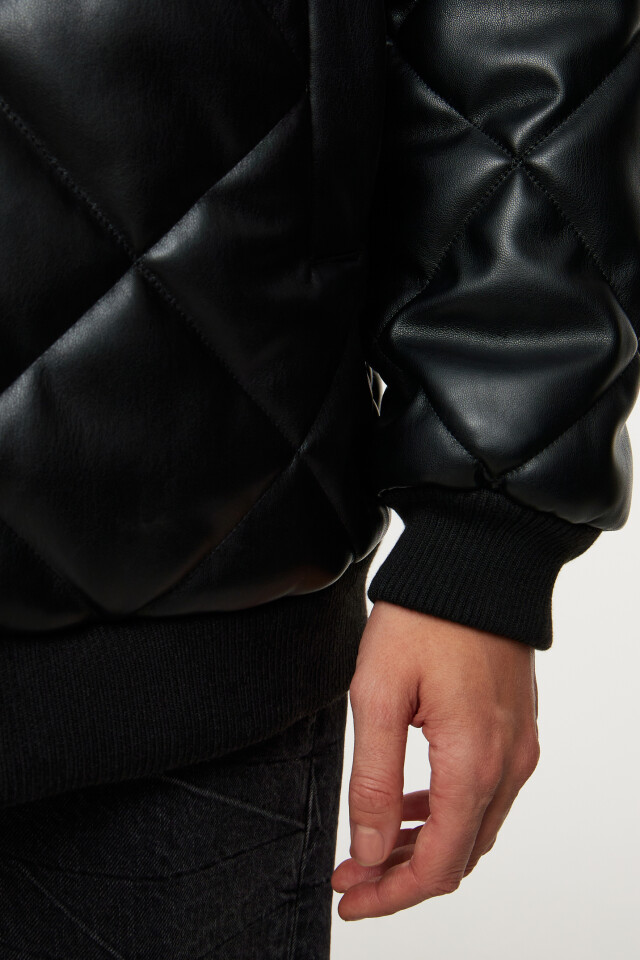 Куртка-бомбер oversize стеганая - цвет черный - 7