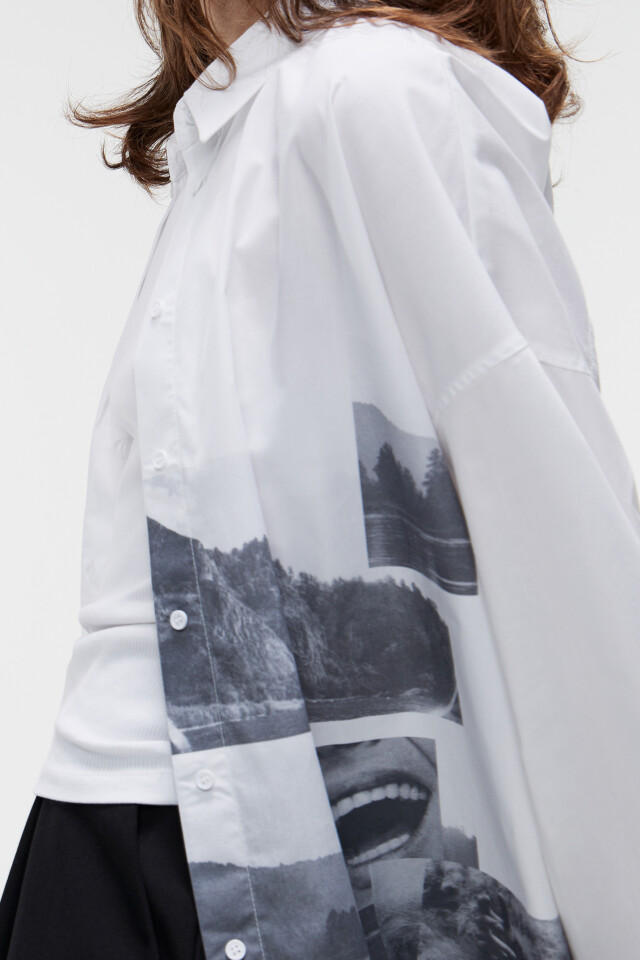 Рубашка oversize хлопковая с фотопринтом - цвет белый - 6
