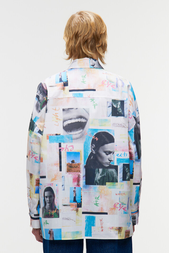 Рубашка oversize хлопковая с фотопринтом - цвет мультиколор - 3