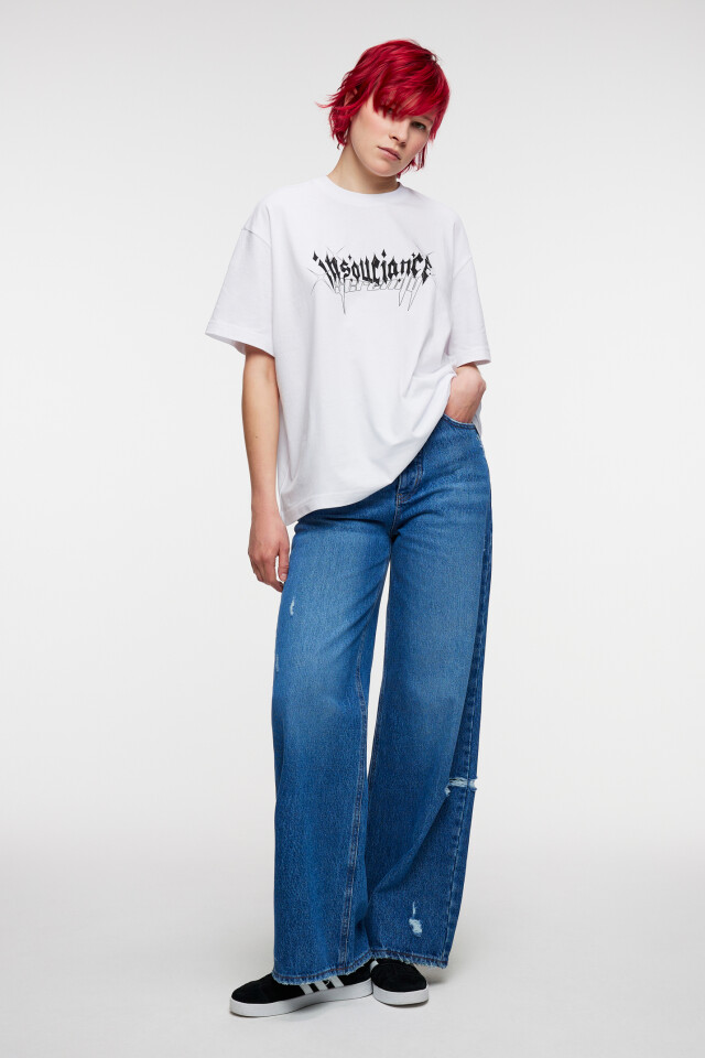 Футболка oversize хлопковая с принтом - цвет белый - 4