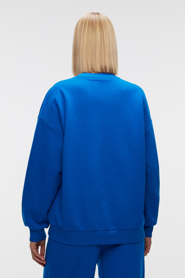 Свитшот хлопковый базовый oversize - цвет синий - 3