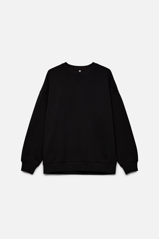 Свитшот хлопковый базовый oversize - цвет черный - 7