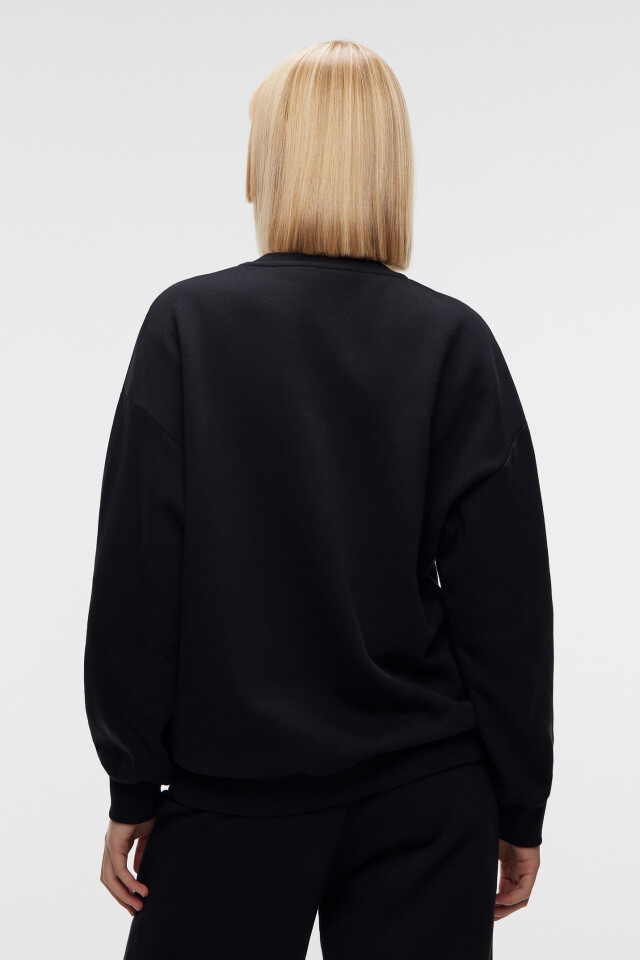 Свитшот хлопковый базовый oversize - цвет черный - 3