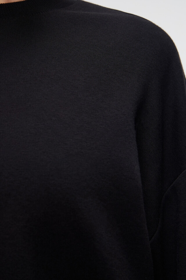 Свитшот хлопковый базовый oversize - цвет черный - 5