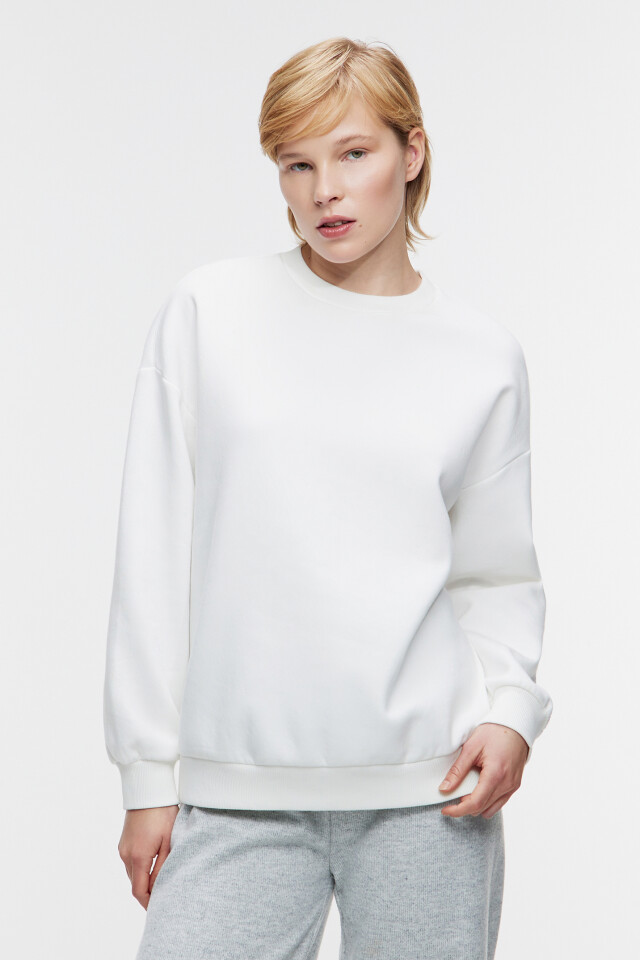 Свитшот хлопковый базовый oversize - цвет бежевый - 2